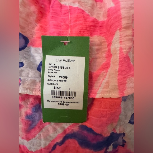 Lilly Pulitzer berk set resort white sandy rays set size L - Picture 2 of 3